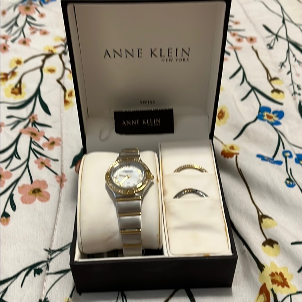 Anne Klein Two-Tone Watch with Gold Accents